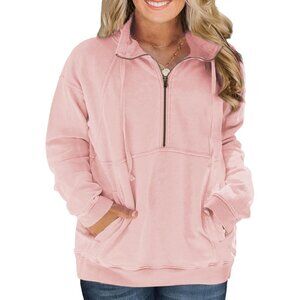 Plus-Size Sweatshirts Women Oversized Half Zip Long Sleeve Casual Pullover